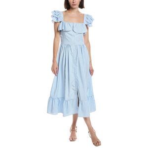 Hl Affair Womens Short Sleeve Maxi Dress, Blue